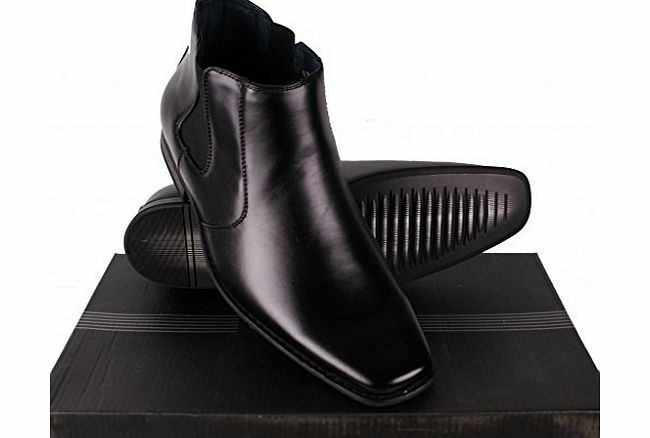 Goor Mens Designer Leather lined Slip on Chelsea Dress Boots Shoes Black UK 6-12[UK 9]